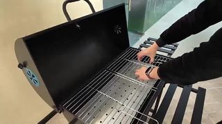 Griglia per barbecue a carbone all'aperto, griglia per barbecue nel cortile della villa, 5-10 uso domestico, ampia coperta, anti