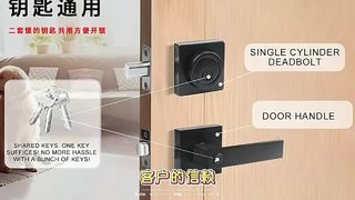 Maniglia con serratura in lega di zinco Maniglia a tre barre Maniglia per serratura della porta della camera da letto con serratura minimalista americana per bagno b