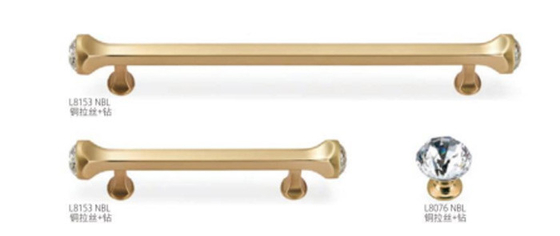 Nuovo stile europeo lusso lega di zinco spazzolato nichel oro rettangolare armadio porta hardware interno armadio mani