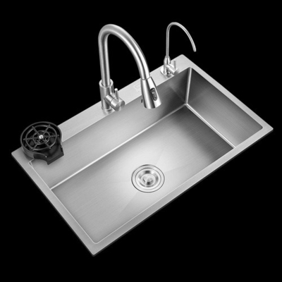 Grande lavandino multifunzione a slot singolo antigraffi LED Display digitale Cascata in acciaio inossidabile lavandino da cucina con tazza Wa