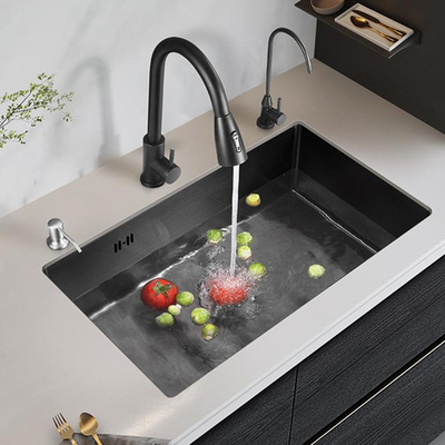 Grande lavandino multifunzione a slot singolo antigraffi LED Display digitale Cascata in acciaio inossidabile lavandino da cucina con tazza Wa