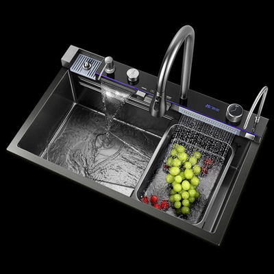 Al dettaglio Disegno semplice Custom Moderno Rettangolo Metallico ottone Cromo Doppio Lavello Da Cucina Per Uso Domestico