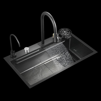 Al dettaglio Disegno semplice Custom Moderno Rettangolo Metallico ottone Cromo Doppio Lavello Da Cucina Per Uso Domestico