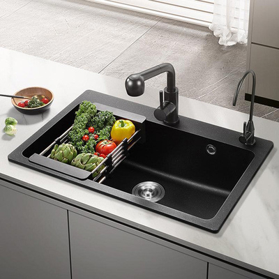 Cucine multifunzionali Lavabo in acciaio inossidabile 304 Rubinetto del lavandino della cucina Cascata nera moderna Cascata piovana Cucina a vasca singola