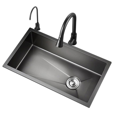 Cucina in acciaio inossidabile 2024 Lavabo con 2 chiavi piano Led cascata Rubinetto grande singolo slot Bionic Honeycomb Black Wash Ba