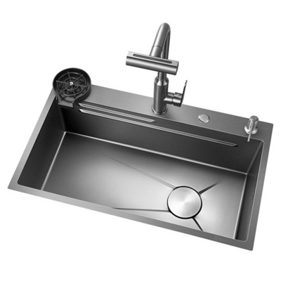 2024 Popolare grande slot singolo multifunzione cascata in acciaio inossidabile lavandino di cucina Display digitale LED anti graffi