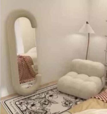 Wall Mounted Asymmetrical Walnut Wood Framed Bathroom Mirror Rustic Farmhouse Decor Mirror for Bedroom Living Room Entryway