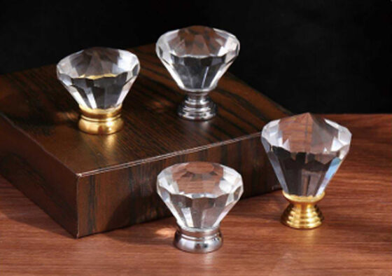 Light Luxury Furniture Cabinet Drawer Crystal Handle Gold Clear Wardrobe Pull Knob