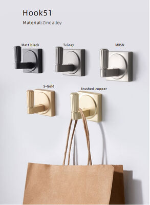 Minimalist Metal Wall Hooks Self-Adhesive Waterproof Single Hook for Clothing 4.5cm Square and Round Design