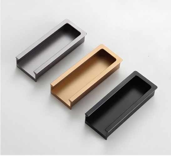 Maniglie di alluminio nascoste ufficio bagno centro armadio porta chiusura manopole tirate maniglie di mobili nero opaco