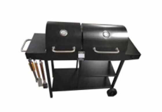 Griglia multifunzione con bordo, barbecue all'americana, grill a gas, tavolo barbecue pieghevole con bordo e ruote