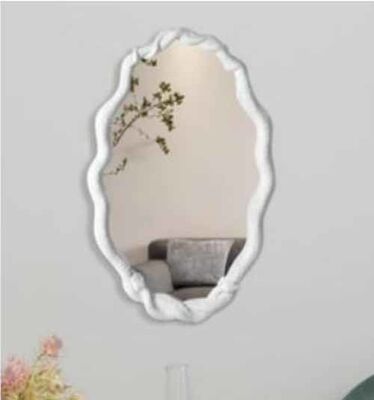 Moderna villa di lusso Hotel Accento Specchio decorativo dorato Camera da letto Bagno Cornice di legno Forma irregolare Specchio murario Mobili