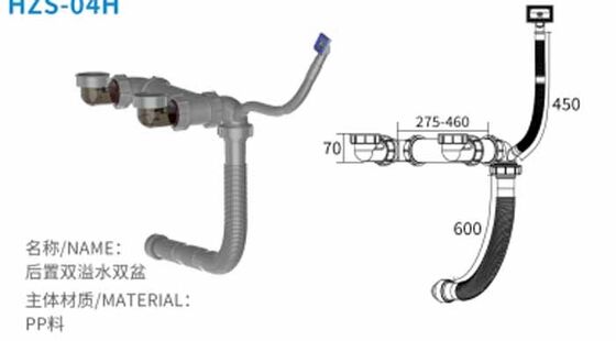 Discaricatore da lavandino a scatola singola fabbricato in fabbrica con filtri da cestino risparmia spazio e supporta Kit di drenaggio personalizzato per la vasca da cucina