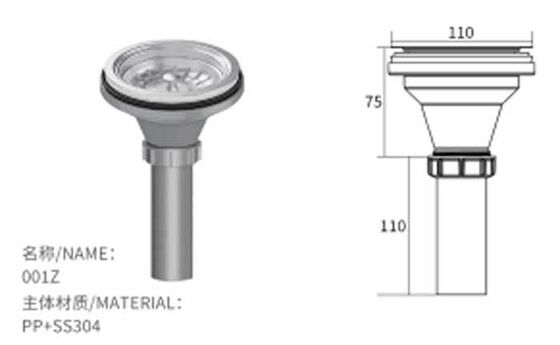 Moderno di alta qualità singolo Stainless Cup Sink Drainer per cucina lavandino scarico tubo lavandino vasca scarico prodotto all'ingrosso