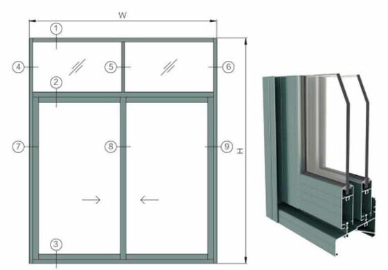 Ultimo design profilo in alluminio temperato a doppio vetro insonorizzato a binario singolo