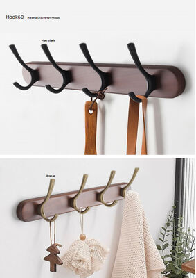 GRH Ganci in Legno e Alluminio 1/4/5/6/8 Ganci per Vestiti e per Appendiabiti Asciugamano Gancio da Parete