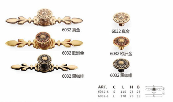 Manopole martellate d'ottone moderne di lusso dell'hardware della cucina per il Governo